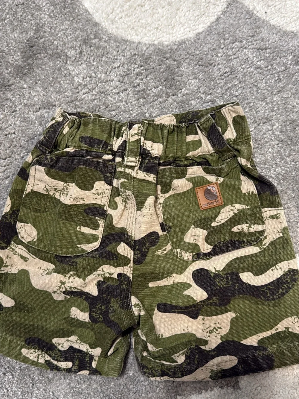 Carhartt Toddler Camo Cargo Shorts - Olive Green & Tan